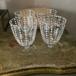Anthropologie White Dot Glass Goblets - Set of 4